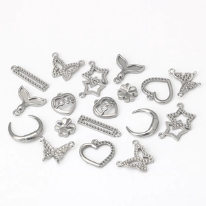 Pendentifs en acier inoxydable motifs papillon, étoile et coeur pour création de bijoux