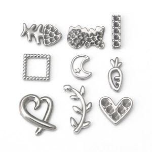 Stainless Steel Moon Carrot Heart Fish Bone Pendant For DIY Jewelry Making Necklace Bracelet Handmade Accessories Casting Rhinestone