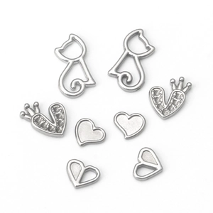 Lot de breloques en acier inoxydable chat et cœur pour bijoux et colliers DIY