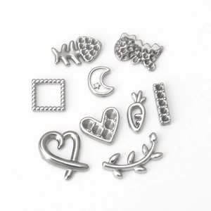 DIY stainless steel jewelry charms set featuring moon carrot and heart shapes for crafts