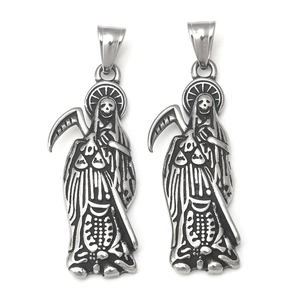 Vintage Roestvrij Staal Magere Hein Santa Muerte Hanger Ketting Voor Mannen Vrouwen Gothic Punk Sieraden Accessoires