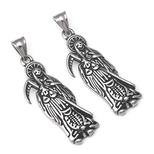Vintage roestvrijstalen Grim Reaper hanger met doodskopontwerp voor gotische sieraden