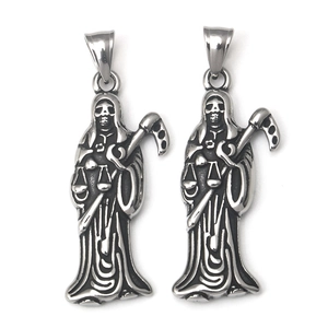 Collier Pendentif Faucheuse en Acier Inoxydable Vintage Squelette Gothique Faux Balance Bijoux Punk pour Hommes Femmes