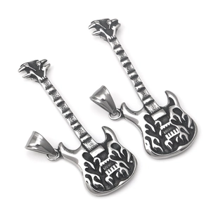 Retro roestvrijstalen vlam gitaar hanger ketting in punk rock stijl voor dames en heren