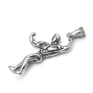 Vintage-Anhänger aus Edelstahl mit muskulösem Bodybuilder-Design für Herren