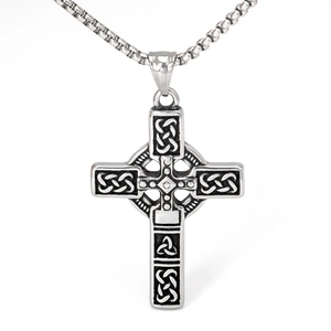 Vintage Stainless Steel Celtic Cross Pendant Necklace For Men Women Punk Hip Hop Streetwear Celtic Knot Jewelry Gift
