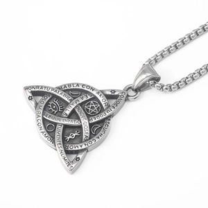 Vintage-Edelstahl-Halskette mit Keltenknoten, mystischen Symbolen und Boxkette