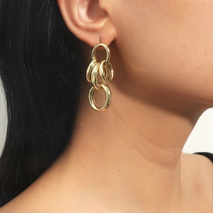 Klobige Kettenohrringe Mit Verschlungenen Schlaufen Für Damen Minimalistischer Industriestil Geometrische Kreis Legierung Hängeohrringe