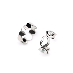 Minimalist silver alloy heart cutout open rings set with polished finish for women