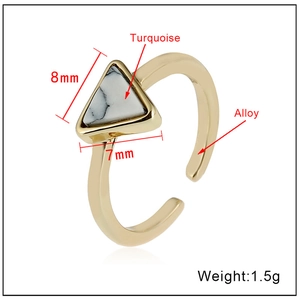 Adjustable gold alloy toe ring featuring a geometric triangle turquoise stone inlay