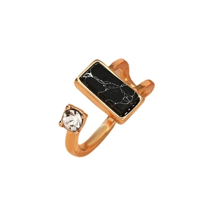 Vintage gold adjustable toe ring with rectangular turquoise stone and crystal accent