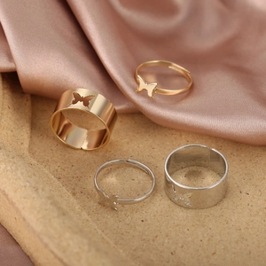 Set Di Anelli In Lega A Farfalla Cava E Piena Per Donna Gioielli Di Moda Anello Aperto Regolabile Regalo