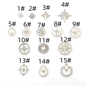 Detailed catalog of 15 stainless steel star pendants for punk DIY jewelry making