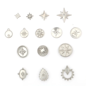 Collection of stainless steel star and cross pendants in punk hip hop style for DIY jewelry