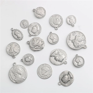 Collection of stainless steel queen coin pendants for DIY jewelry and necklaces