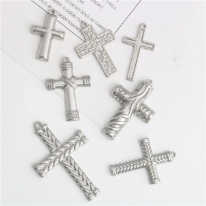 Ciondoli a Croce in Acciaio Inossidabile per Creazione Gioielli DIY Charms Croce Colore Argento Religiosi Vintage per Collana