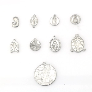Set of 9 stainless steel religious Virgin Mary and Liberty coin charms for DIY jewelry making