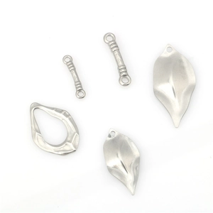 Ensemble de pendentifs feuille en acier inoxydable argent mat pour bijoux DIY