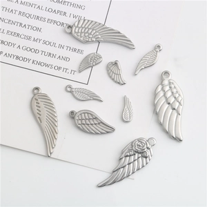 Pendentifs en acier inoxydable en forme de plume et d'aile de rose pour bijoux DIY