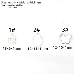 Detail view of horseshoe, teardrop, and butterfly stainless steel pendant charms