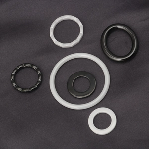 Polished black and white ceramic ring pendants for DIY jewelry and accessories