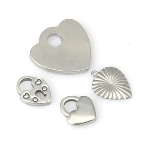 Polished stainless steel heart lock pendants for DIY necklaces and jewelry making