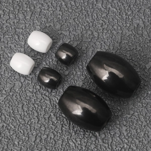 Polished zirconia ceramic oval beads in black and white for DIY necklace jewelry making