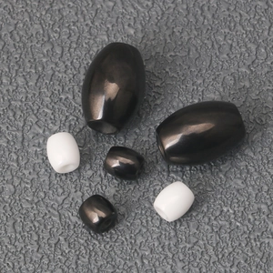 Polished zirconia ceramic oval barrel beads in black and white for DIY jewelry making