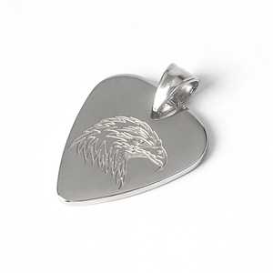 Pendentif médiator en acier inoxydable poli avec gravure d'aigle pour colliers DIY