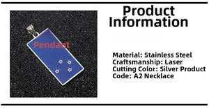 Detail view of a laser-cut stainless steel pendant with the New Zealand flag design