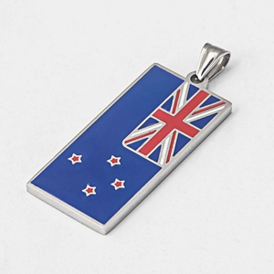 New Zealand flag pendant in stainless steel with colorful enamel finish for necklaces