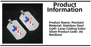 Detailed view of stainless steel cross pendant featuring American flag pattern inlays