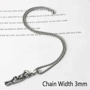Collier avec pendentif squelette en acier inoxydable vintage et chaîne boîte de 3mm