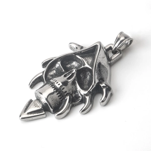 Pendentif crâne gothique en acier inoxydable avec finition vintage pour bijoux homme