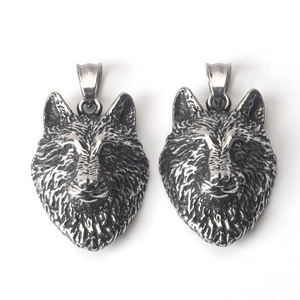 Collier Pendentif Tête de Loup Vintage en Acier Inoxydable Bijoux Animaux Rétro Punk Hip Hop Pour Hommes Garçons
