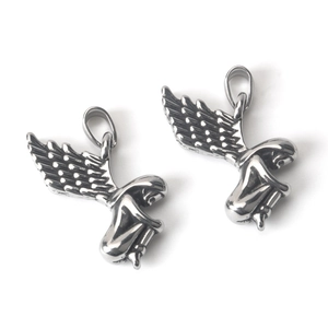 Vintage Stainless Steel Guardian Angel Wing Pendant Necklace Lucky Protective Wings Jewelry For Unisex Daily Accessory Gift