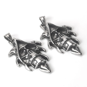Pendentif tête de mort gothique en acier inoxydable oxydé pour bijoux DIY
