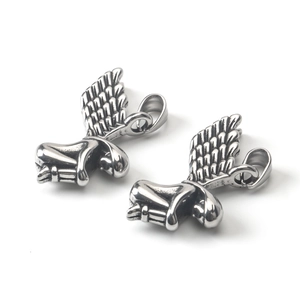 Vintage stainless steel lucky angel wings pendant for DIY jewelry making and necklaces