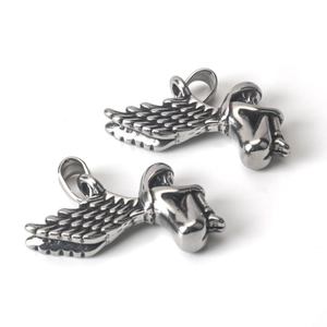 Vintage stainless steel guardian angel wing pendants for DIY jewelry making