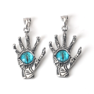 Collar de Colgante de Ojo del Mal de Palma de Acero Inoxidable Gótico Colgante de Garra de Dragón Joyería Punk Unisex