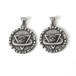 Vintage Stainless Steel All-Seeing Eye Pendant Necklace For Men Women Occult Rune Triangle Mystical Retro Jewelry Gift