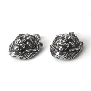 Set de colgantes de cabeza de león de acero inoxidable retro con acabado plata antigua