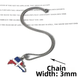 Collar con colgante mapa República Dominicana en acero inoxidable con cadena de 3mm