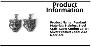 Λεπτομερής όψη ασημί μενταγιόν κεφάλι λεοπάρδαλης από ανοξείδωτο ατσάλι κοπής λέιζερ