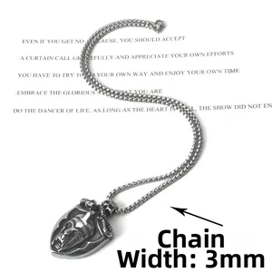 Shield shape stainless steel pharaoh pendant necklace with 3mm box chain for men and women