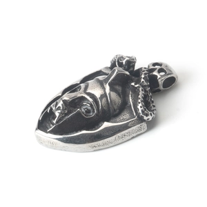 Vintage stainless steel Egyptian pharaoh snake skull pendant with gothic punk finish