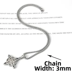 Collana con ciondolo nodo celtico in acciaio inossidabile con catena box da 3mm