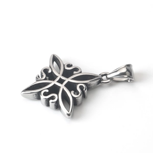 Vintage Celtic knot stainless steel pendant necklace with a brushed silver finish
