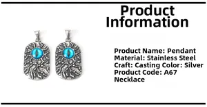 Macro shot of retro stainless steel evil eye pendant with rugged silver rock texture