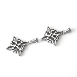 Polished stainless steel Celtic knot pendants with vintage geometric hollow design for necklaces